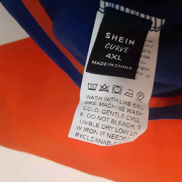 Shein Curve Jacket Women 4XL Blue Orange Varsity Bomber Button Up - Picture 4 of 7